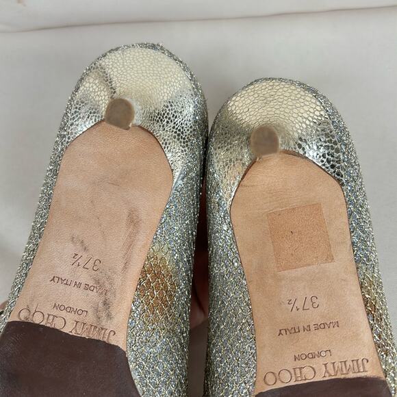 Jimmy Choo Isabel Glitter Peep Toe Pumps Shoes Size 7.5 US - Picture 11 of 12